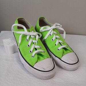 CONVERSE ALL STAR LOW UNISEX SHOES NEON LIME GREEN SIZE WOMENS 6, MENS 4
